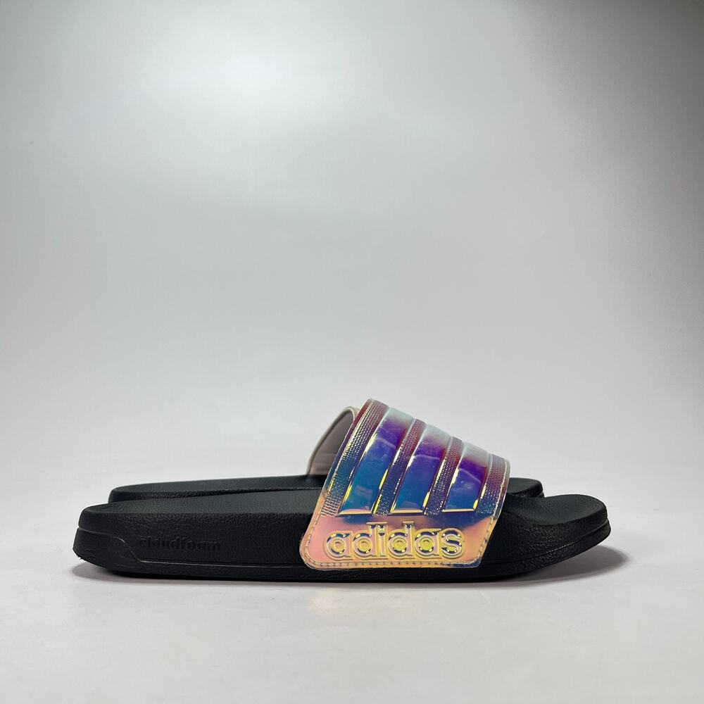 adidas Adilette Shower Black Iridescent Slides Sandals FY8178 Women's Size 9